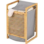 Wenko Koš na prádlo s bambusovým rámem WENKO BAMBOO bambus/šedá 40x60x35 cm