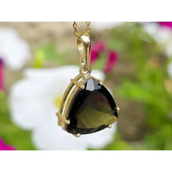 Přívěsek Zlatý přívěsek vltavín trigon 16 x 16mm Au 585/1000 4,65g