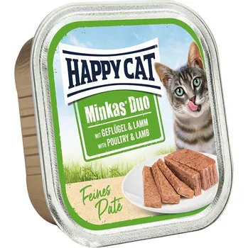 Krmivo pro kočku Happy Cat Minkas Duo paštika, drůbež a jehněčí 16 × 100 g