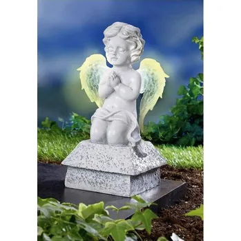 Vánoční dekorace Astoreo Modlící se anděl se svítícími křídly bílá