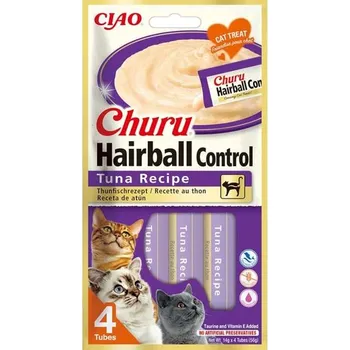 Pamlsek pro kočku INABA-FOODS (EUROPE) GmbH Churu cat snack Hairball tuňák 4x 14g
