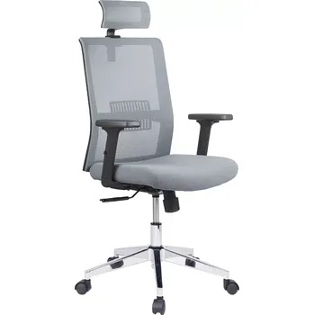 DAREN CR kancelářská židle s podhlavníkem, kříž chrom, šedá