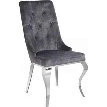 Jídelní židle 2SET zámecká židle MODERN BAROCCO S RUKOJETÍ šedá samet