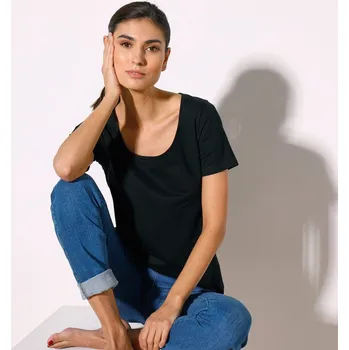 Pánské tričko Blancheporte Jednobarevné tričko s kulatým výstřihem, bio bavlna černá 52