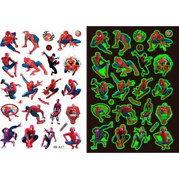Odstranitelné tetování Dětské dočasné tetování - SVÍTÍCÍ VE TMĚ - SPIDER MAN 2 (Značka: TAKARA TOMY)
