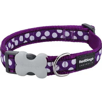 Obojek pro psa Obojek Red Dingo 20-32cm/12mm White Spots on Purple