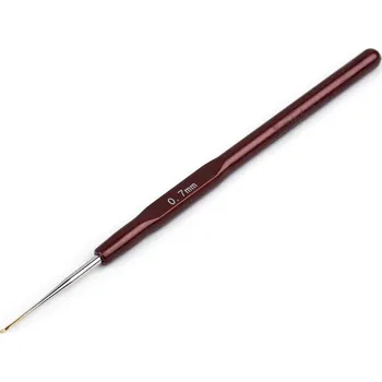 Nástroj na niť a příze Háček na háčkování se zlatou špičkou vel. 0,5; 0,7; 0,9; 1,1; 1,3; 1,5; 1,7; 1,9 - 2 (0,7 mm) hnědá
