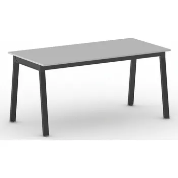 Psací stůl Jednací kancelářský stůl PRIMO BASIC, 160x80 cm, černá podnož, šedá
