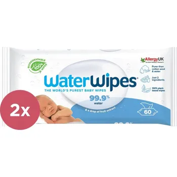 Hygienický ubrousek 2x WATERWIPES Vlhčené obrousky bez obsahu plastů 60 ks (120 ks )