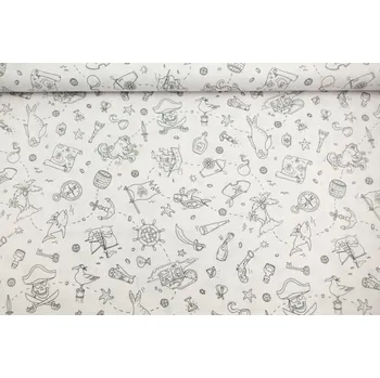 Bavlněná látka na vybarvování š. 150 cm = piráti