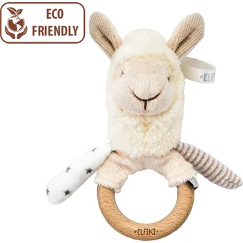 ELFIKI EKO FRIENDLY MĚKOUŠCI Chrastítko s dřevěným kousátkem lama Sammy IG-0135