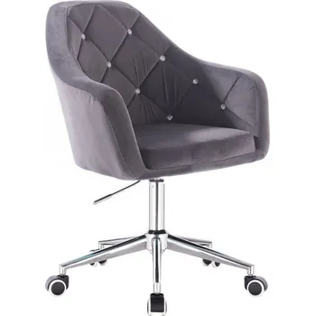 LuxuryForm DESIGN Kosmetické křeslo ROMA VELUR na stříbrné podstavě s kolečky - tmavě šedé