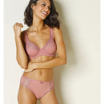 Kalhotky Blancheporte Sada 4 kalhotek midi Tropea zn. Confidence Lingerie® ze strečové bavlny a krajky, jednobarevné + s potiskem granátová+potisk černá 34/36