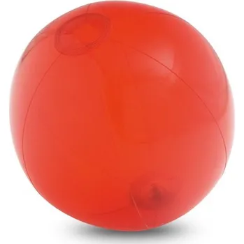 PECONIC. Nafukovací plážový míč z průsvitného PVC - Červená, Firemní dárkové předměty s vlastním potiskem