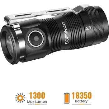 Výkonná malá svítilna Sofirn SC13, 1300 lumenů, bez akumulátoru (kvalitní mini baterka od firmy Sofirn)
