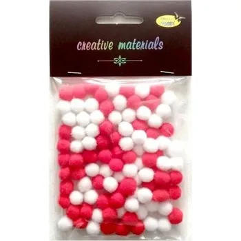 Set školních potřeb Pompony akrylowe biało-czerwona 10mm 100szt