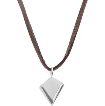 Náhrdelník Kožený náhrdelník hrot šípu ve stříbrné barvě - Lucleon