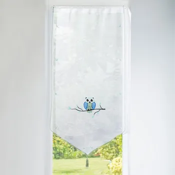 Záclona Blancheporte Vitrážová záclonka Sova modrá/zelená 45x90 cm