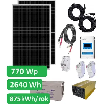 solární set Ostrovní solární set Sunset 230V 50Hz 770Wp, 875 kWh/rok, akumulátor GEL 2640Wh (Solární sestava 230V/770Wp )