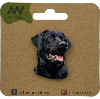 Brož art-wood.cz Dřevěná brož - Labradorský retrívr, černý