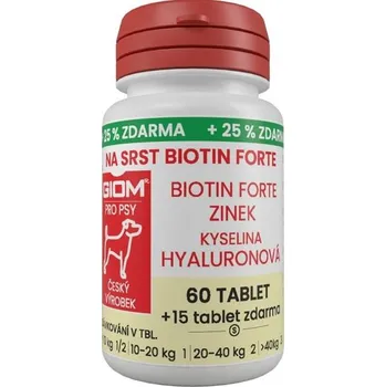 Giom S Na srst Biotin FORTE pes, kočka 60 tbl + 25 % zdarma