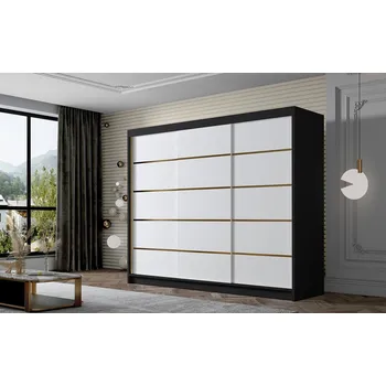 Šatní skříň Šatní skříň AMBER VII 250 cm - černá/bílá