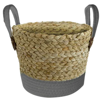 Úložný box Košík z mořské trávy L, mořská tráva, přírodní, šedá, ø 30 cm&nbsp;384413-1