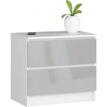 Noční stolek Noční stolek K60 2S - bílá/metalic lesk