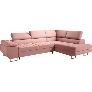 Obývací pokoj Rozkládací rohová sedací souprava 155 NOAH Pravá Růžová