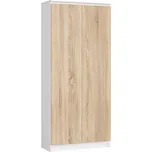 Regál R 80 cm CLP 2 dvířka 8 poliček bílá/dub sonoma