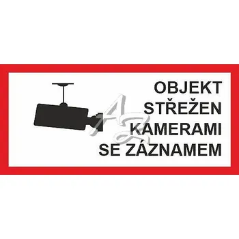 Informační tabulka objekt střežen kamerami se záznamem 8x16cm plast
