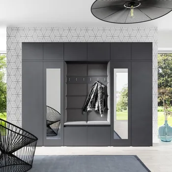 Šatní skříň Předsíňová stěna AMI 17 - se zrcadlem Grafit Grafit