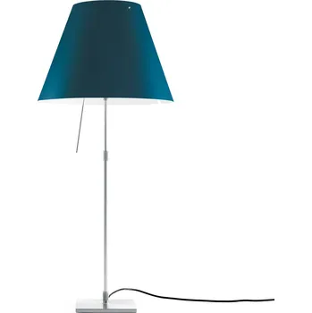 Lampička Luceplan Costanza stolní lampa D13i hliník/modrá - stínidlo - Ø 40 cm, výška 28 cm; noha - 18 x 18 cm hliník, modrá 1 x 140 W - Doprava zdarma