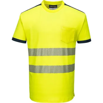 pracovní tričko PORTWEST Tričko HiVis PW3 T181, krátký rukáv, reflexní POR-T181YNRM M Žlutá/navy