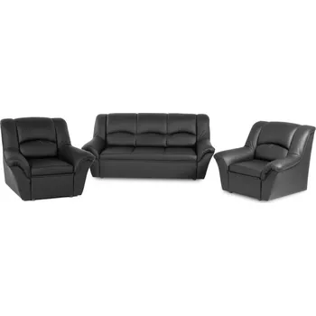 Sedací souprava Kožená sedací souprava DUBAJ LUX 3+1+1, černá (k-70)