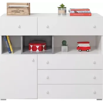 Komoda Komoda Sigma 12, bílá mat/beton/dub