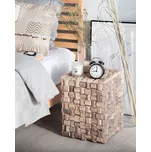 Noční stolek světle hnědý dřevěný teak 43 x 32 x 32 cm, moderní mozaiková čtvercová ložnice Beliani