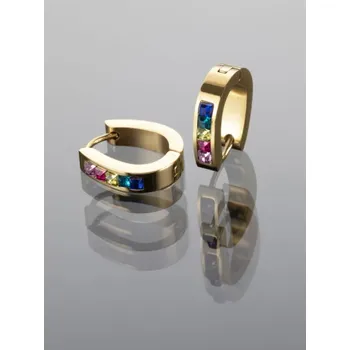 Náušnice Prosperk Náušnice z oceli oválné s barevnými zirkony S4736