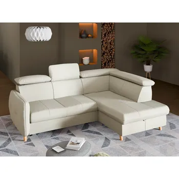 Sedací souprava Malá kožená rohová rozkládací sedací souprava LUGO s nastavitelnými opěrkami hlavy Pravý roh