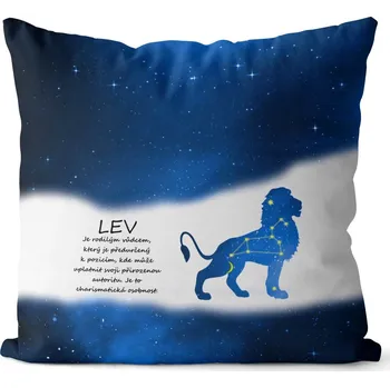 Dekorativní polštářek Polštář 40 x 40 cm - Lev (23.7. - 22.8.) - modrý