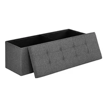 Obývací pokoj SONGMICS Taburet, lavice s úložným prostorem skládací, šedá 110x38x38cm