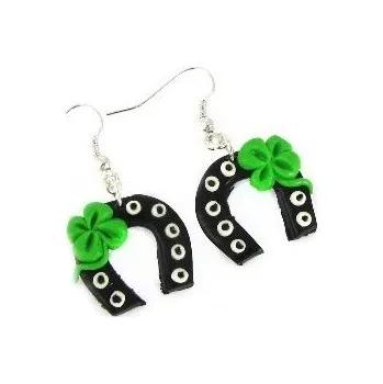 Náušnice Fimos Náušnice Fimo - podkovy pro štěstí S0412