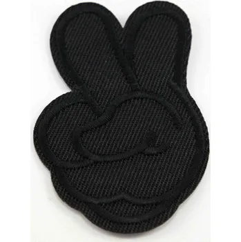 Nažehlovací záplata - gesto ruky míru - 6,5 x 4,5 cm - černá