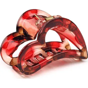 Skřipec do vlasů 4x6,2 cm srdce červená karmínová 1ks