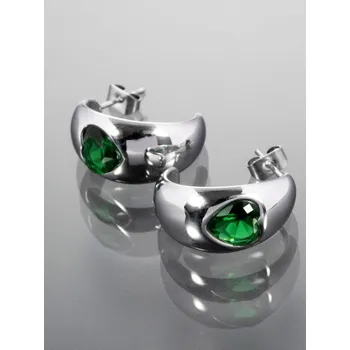 Náušnice Prosperk Náušnice stříbrné se zeleným srdíčkem S0130