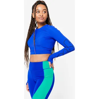 Dámská mikina DOMYOS Dámský crop top s dlouhým rukávem M MODRÁ