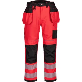 Pánské kalhoty PORTWEST Kalhoty HiVis PW3 Holster T501 do pasu, reflexní POR-T501RBK44 44 Červená/černá Standartní