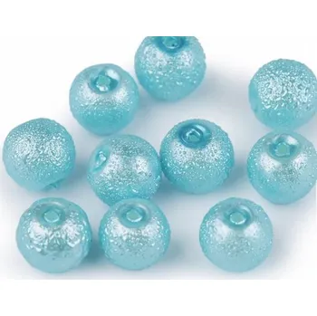 Dětské navlékací korálky Skleněné voskové perly vroubkované Ø8 mm tyrkysová 40 ks