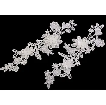 Gadget Krajková aplikace / vsadka 3D 10x28 cm bílá - 2 ks