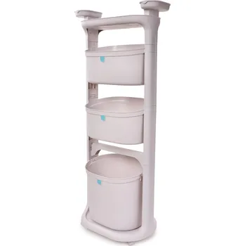 regál PRAKTIK | 4patrový pojízdný regál s vyjímatelným 15L kbelíkem a úložnými policemi Dedra